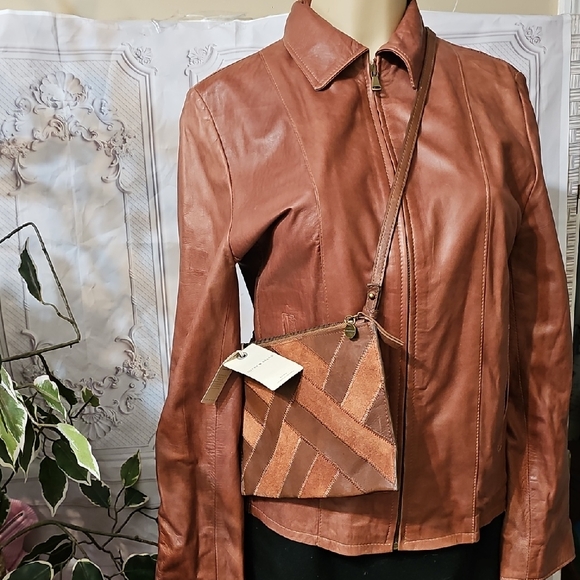 Lucky Brand NWT Gaby Crossbody 2 Face Tan Leather/Suede Patchwork Bag - Picture 3 of 11